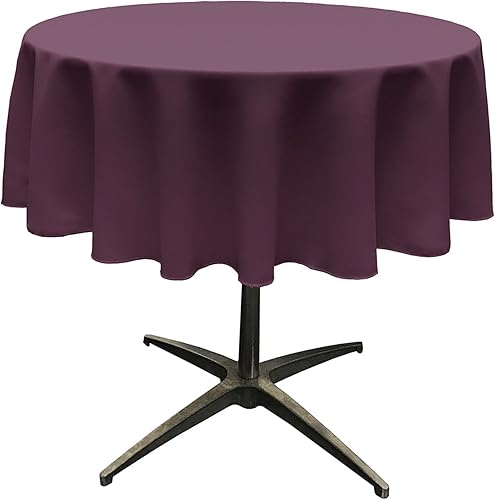 LA Linen - Mantel redondo de popelina de poliéster de 51 pulgadas. Hecho en EE. UU.