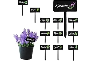 Black 12Pcs Herb Garden Signs 12 Styles Plant Labels for Outdoor Garden