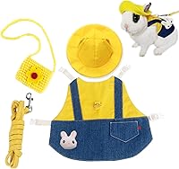 Vista 1 de Ropa de conejillo de indias, ropa suave de hurón con arnés de conejo para mascotas y correa, mini bolsa para sombrero, lindo broche para collares