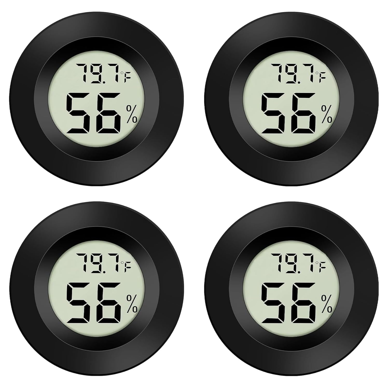 4-Pack Mini Digital Thermometer Hygrometer Indoor Room LCD Reptile Monitor Humidity Meter Gauge for Humidifiers Dehumidifiers Greenhouse Basement Babyroom