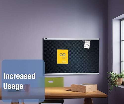 Miniatura 6 de Tablero de anuncios de cuarteto, 3.0 x 2.0 in, repujado, espuma de alta densidad, marco de aluminio (B343A), Negro