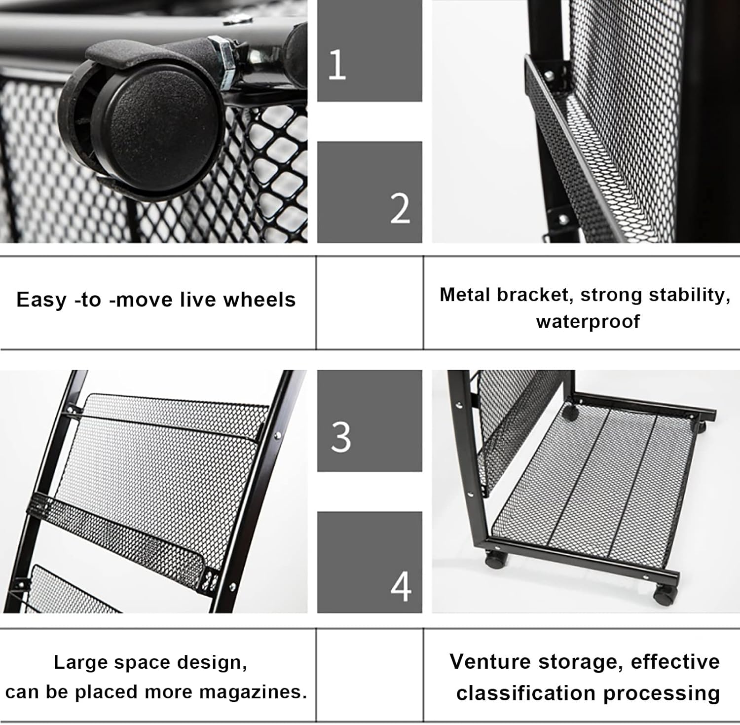 5 Tier Floor Brochure Magazine Holder, Business Leaflet Display Stand for Hospital/Office, Portable Metal Multi-Purpose Flyers Storage Rack