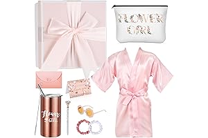 10 Pcs Flower Girl Gifts Set Including Tumbler, Canvas Bag, and More