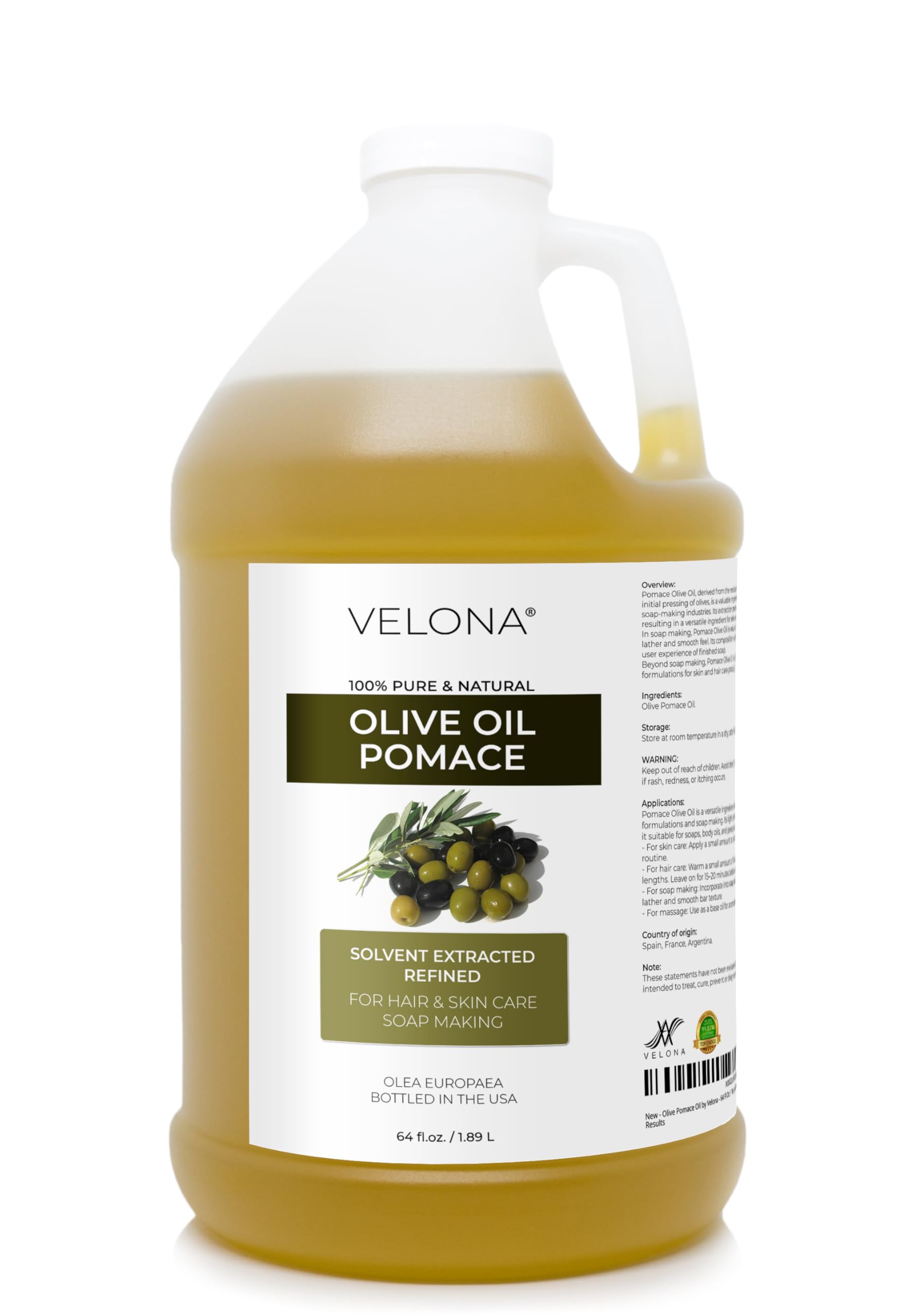 Amazon.com : velona Olive Pomace Oil - 64 fl oz, Solvent Extracted