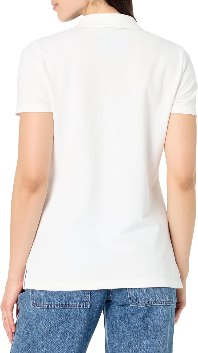 Nautica Women's Polo Short Sleeve Button Placket Polo, Bright White, Medium - Image 2