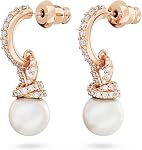 Swarovski Originally Pearl Drop Earrings, Clear Stones in a Rose Gold-Tone Finished Setting, Part of the Swarovski Originally Collection