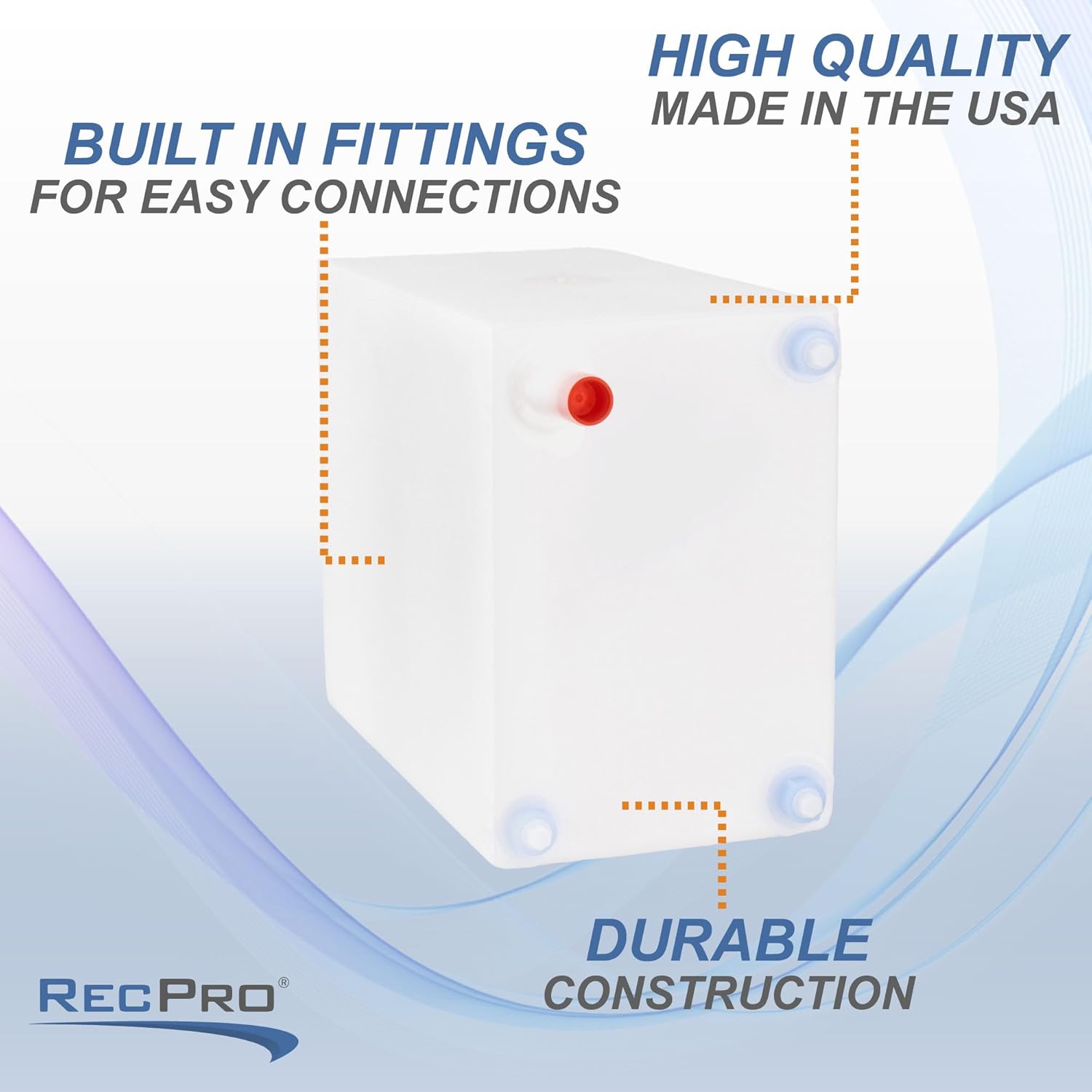 RecPro 9 Gallon RV Fresh Water Tank 17" x 14" x 10" | BPA Free | RV Water Tank | Gray Water | Made in America