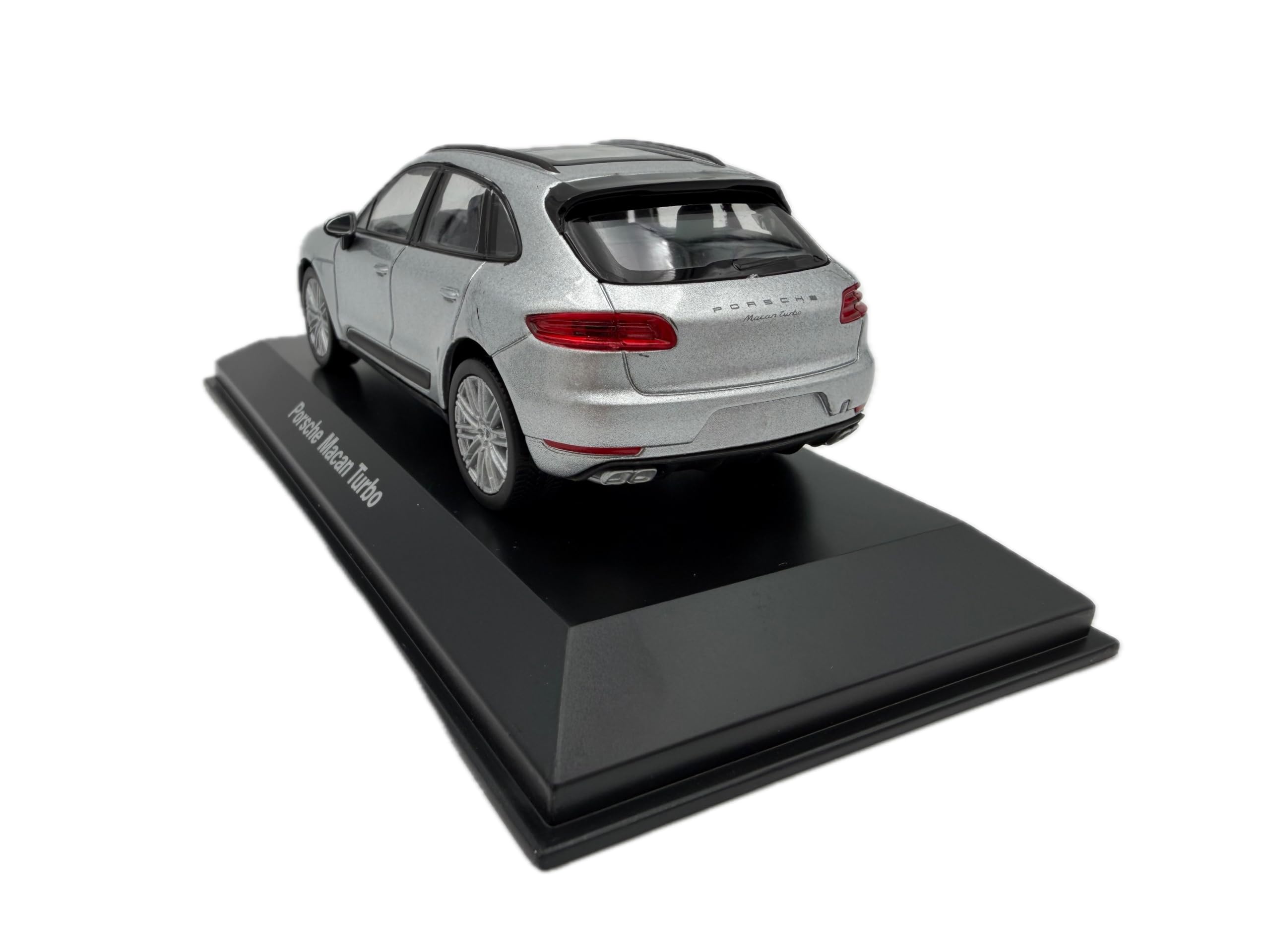 Porsche Macan Turbo Rhodium Modellauto 1:43, Silber - Detailgetreues Sammlermodell I GT Marketing I Miniatur Fahrzeug (Museum Edition)