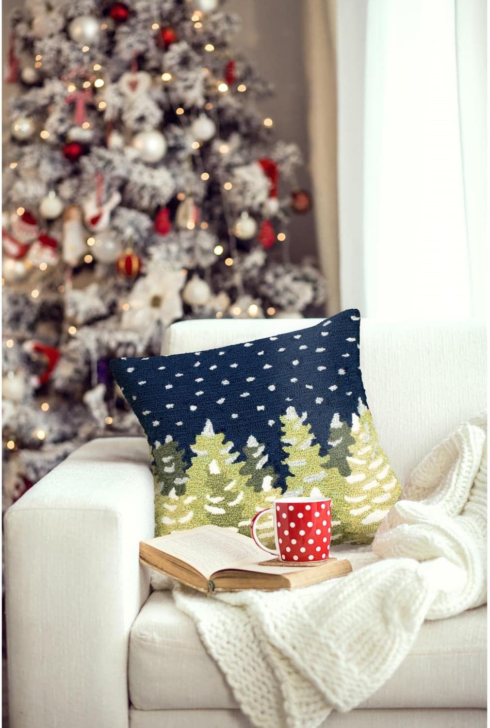 Liora Manne 4512/47 LET IT Snow Midnight Throw Pillows, 18" Square