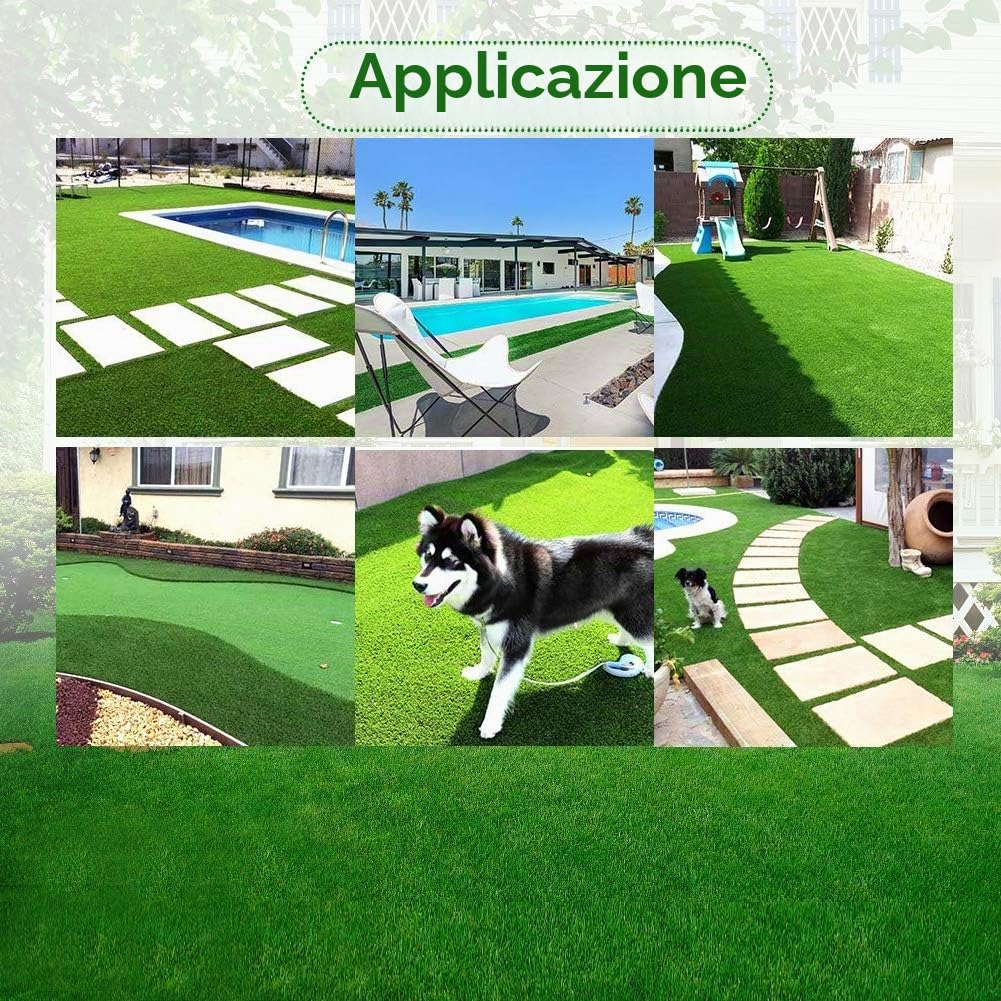 LITA Erba Artificiale Sintetica Premium Tappeto Erboso Altezza Pelo 20mm, Tappeto Erboso Sintetico Finto Faux ad Alta Densità, Dall'Aspetto Naturale e Realistico Prato Giardino per Animali Domestici