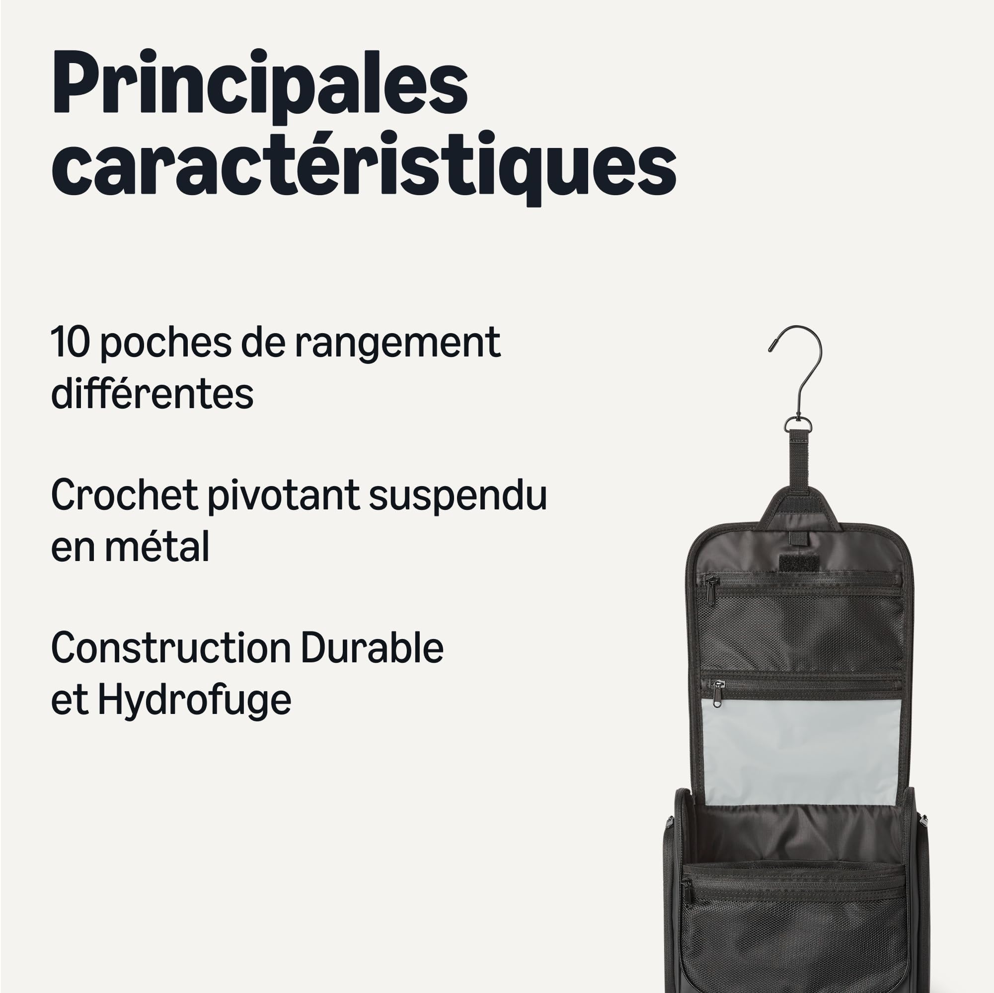 Image secondaire de Trousse de Toilette de Voyage Amazon Essentials avec Crochet Noir