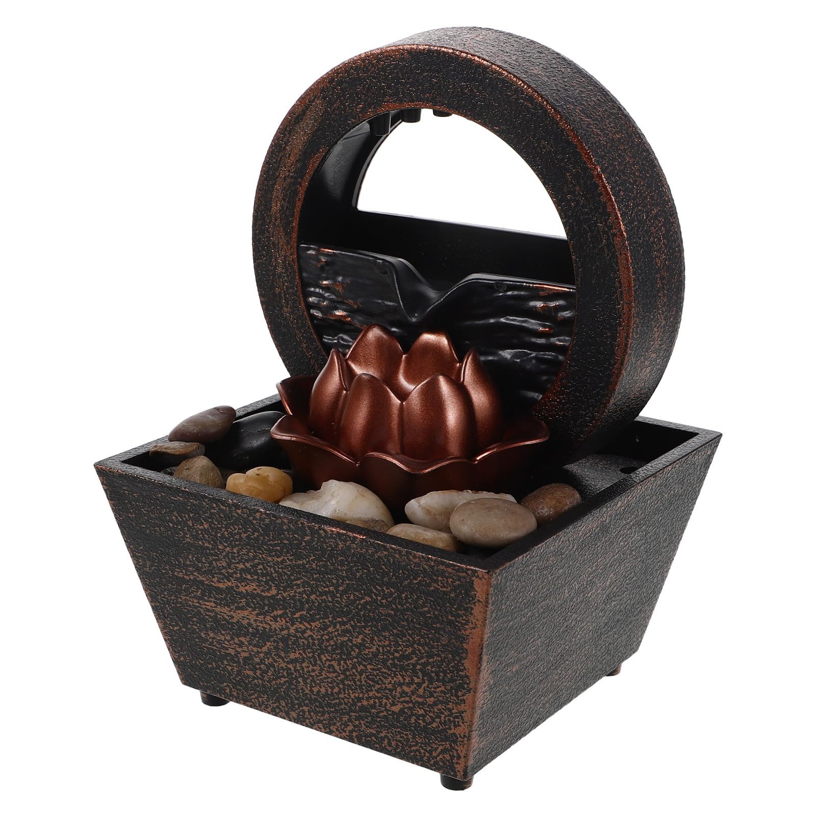 Fuente de agua de mesa KHBUAB con luces LED dorada para adorno decorativo