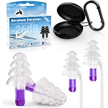 Ear Plugs for Airplane Pressure Relief, Reusable Earplugs for Flying, Kids 6& Adults with Small Ears, Soft Silicone Noise Reduction Ear Protection for Travel and Long Flights 26dB