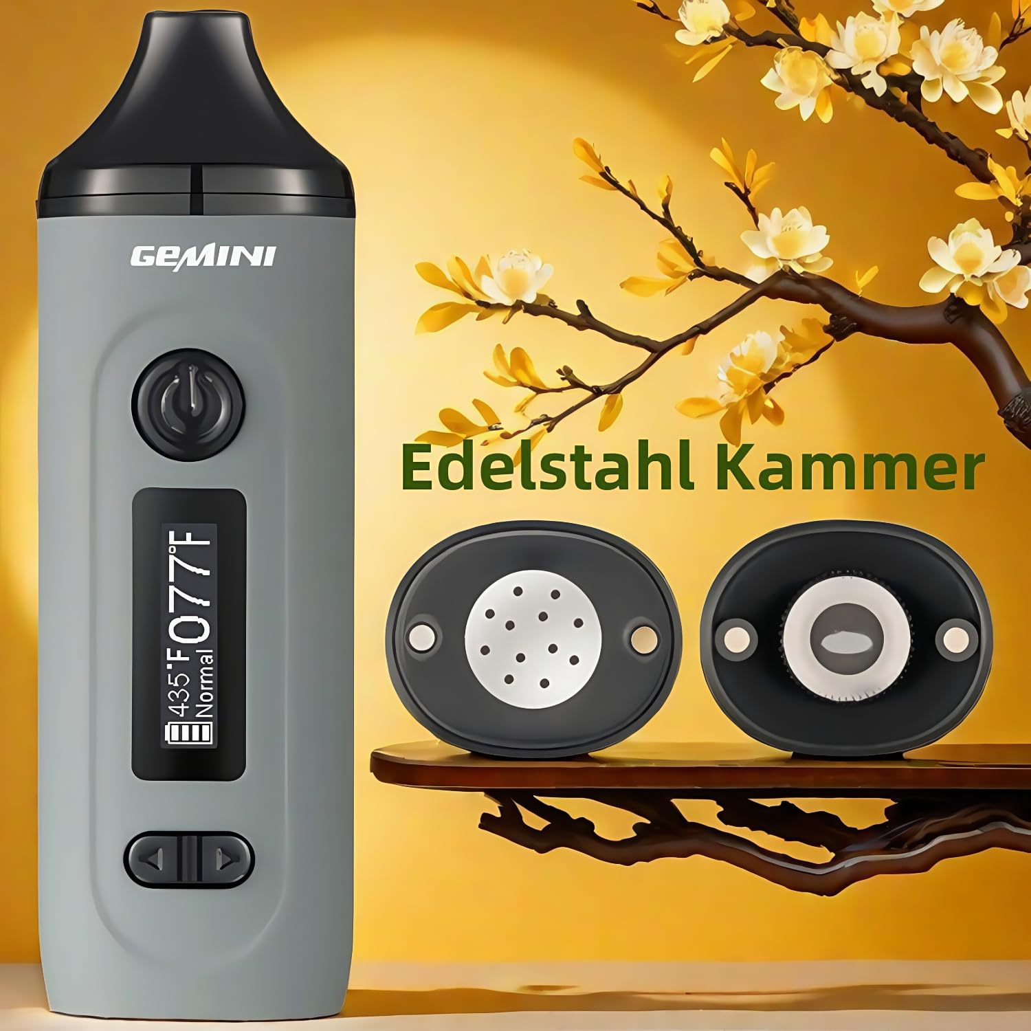 Gemini Vaporizer Cannabis Verdampfer mit präziser Temperaturregelung，Schnell aufheizender Kräuterver dampfer，2200mAh Super-Akku，0,91-Zoll-OLED-Display，Tragbares dry herb vaporizer (Leerzeichen grau)