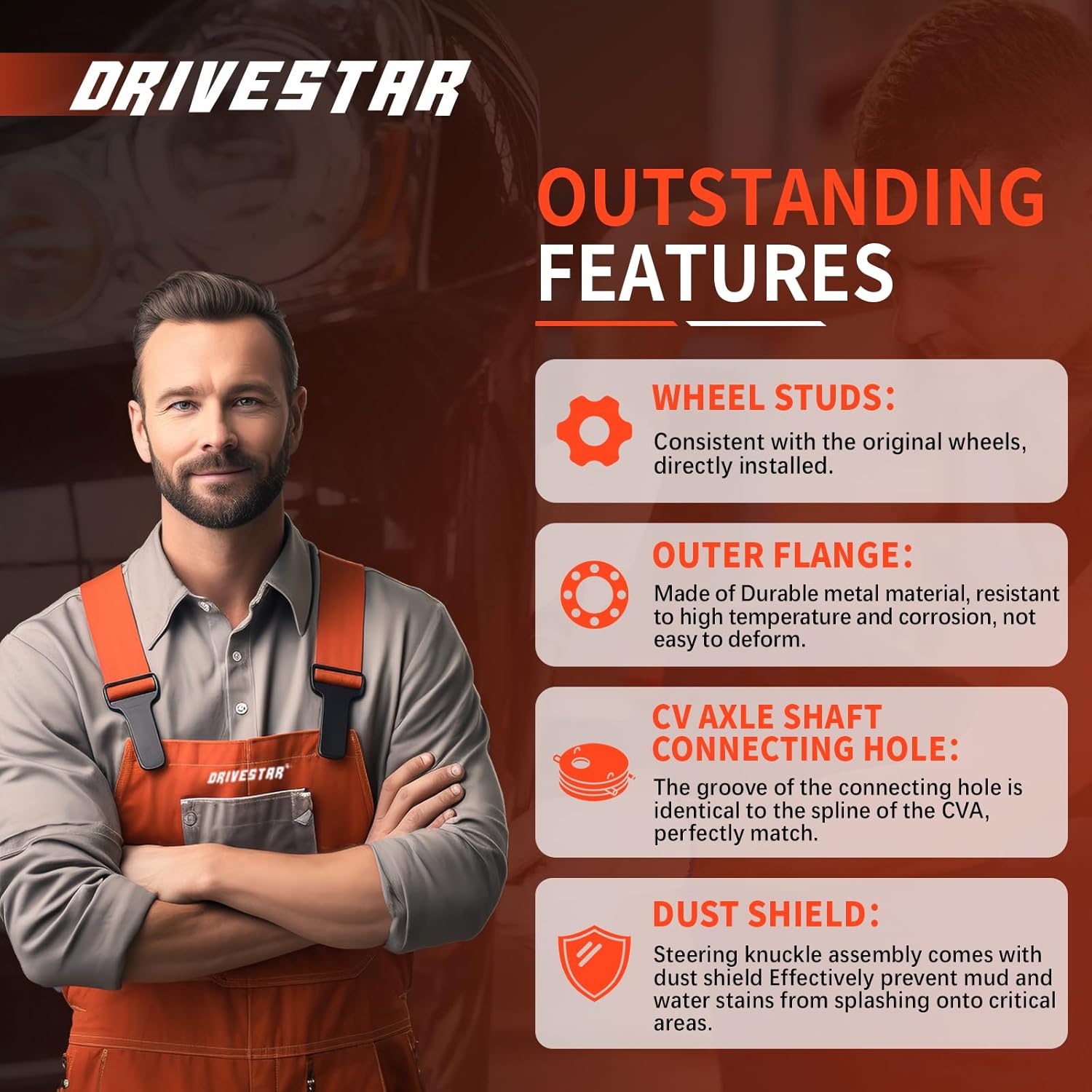 DRIVESTAR 698-446 Front Right/Passenger Side Wheel Hub Bearing & Steering Knuckle Assembly Compatible with Honda Accord 2008-2012 Acura TSX 2009-2014, LK052 44300TA0A61, 44300TA0A62, 44600TA0A00