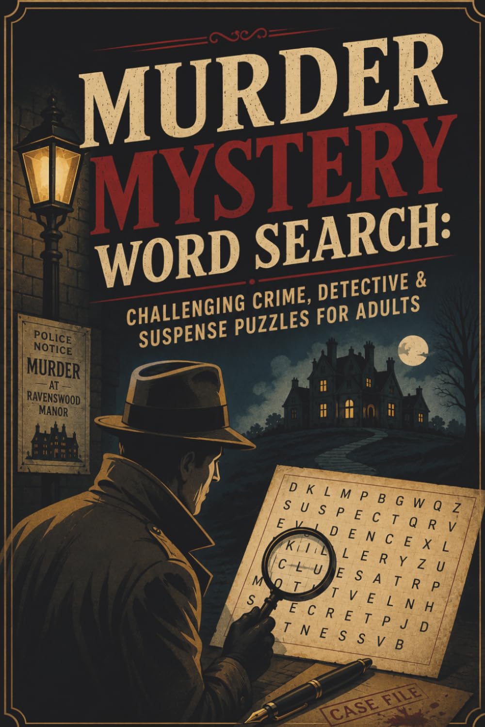 Murder Mystery Word Search Puzzle Book: Challenging Crime, Detective & Suspense Puzzles for Adults
