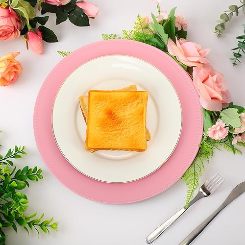 Vista 19 de Gerrii 12 Pcs Metallic Bead Charger Plates 13 Inch Plastic Round Plates Bulk Wedding Beaded Chargers for Table Party Event Decoration(Gold)