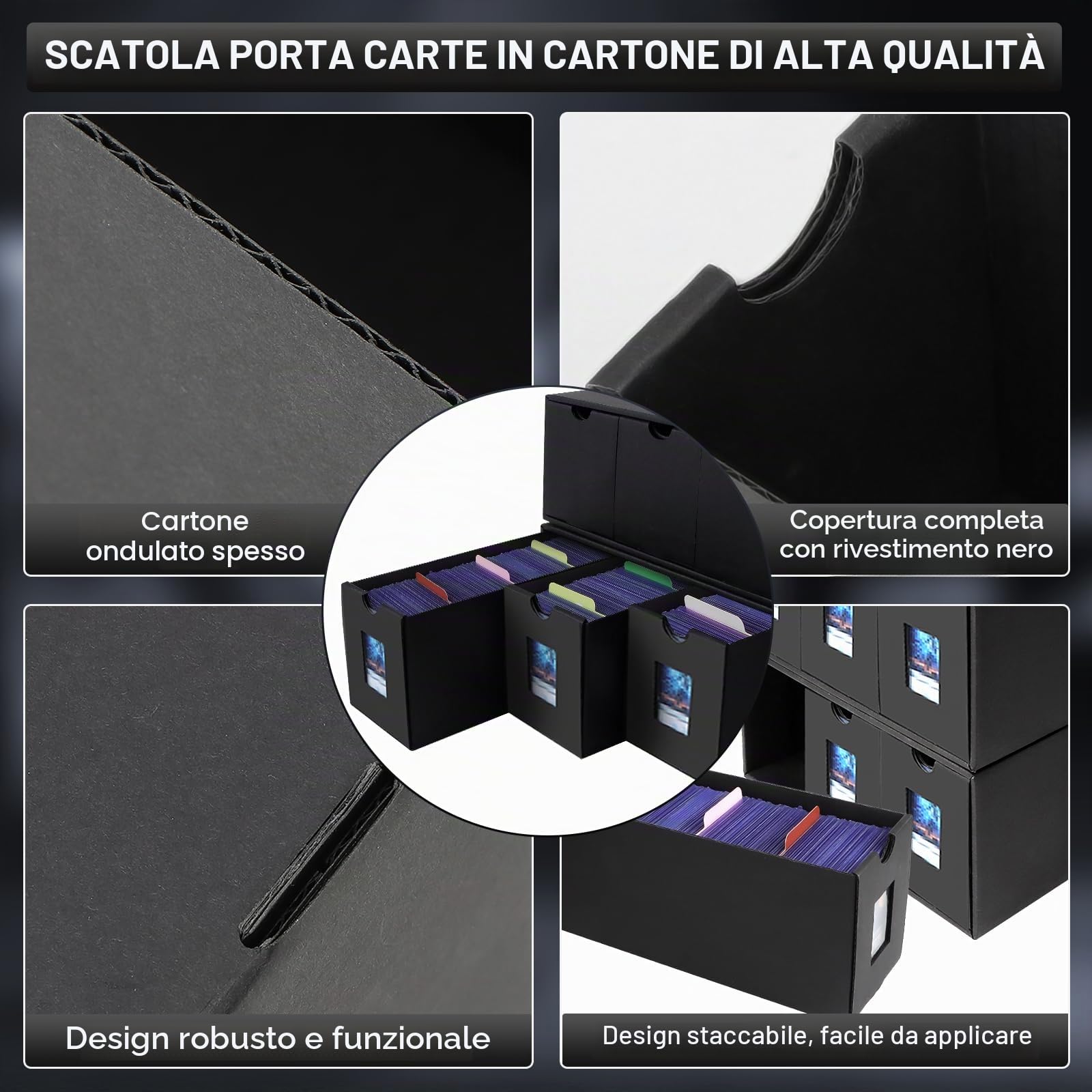 Deck Box per 10800+ Carte, Scatola Porta Carte per MTG con 72 Separatori, Porta Deck con Etichette, Trading Card Box Assemblaggio Libero, per TCG PTCG Yugioh e Carte Sportive