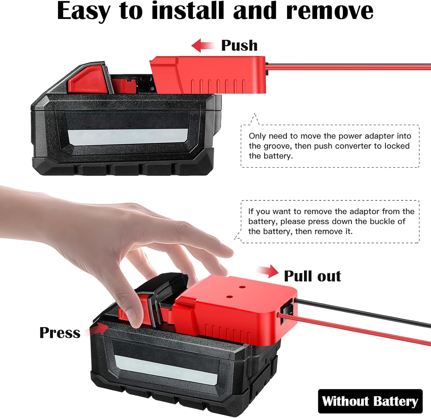 DC Power Aadpter for Milwaukee M18 Battery 18V to 12V Step Down Voltage Converter 15A MAX 180W Inverter Automatic Buck Converter DC Voltage Regulator with Upgraded Low Voltage Protection and Switch