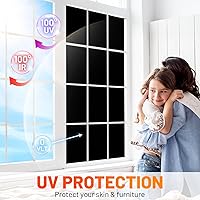 Vista 4 de Película opaca total para ventana, 100 % bloqueo de luz, tinte de ventana, adherencia estática, bloqueo solar, control de calor, anti rayos UV, Negro