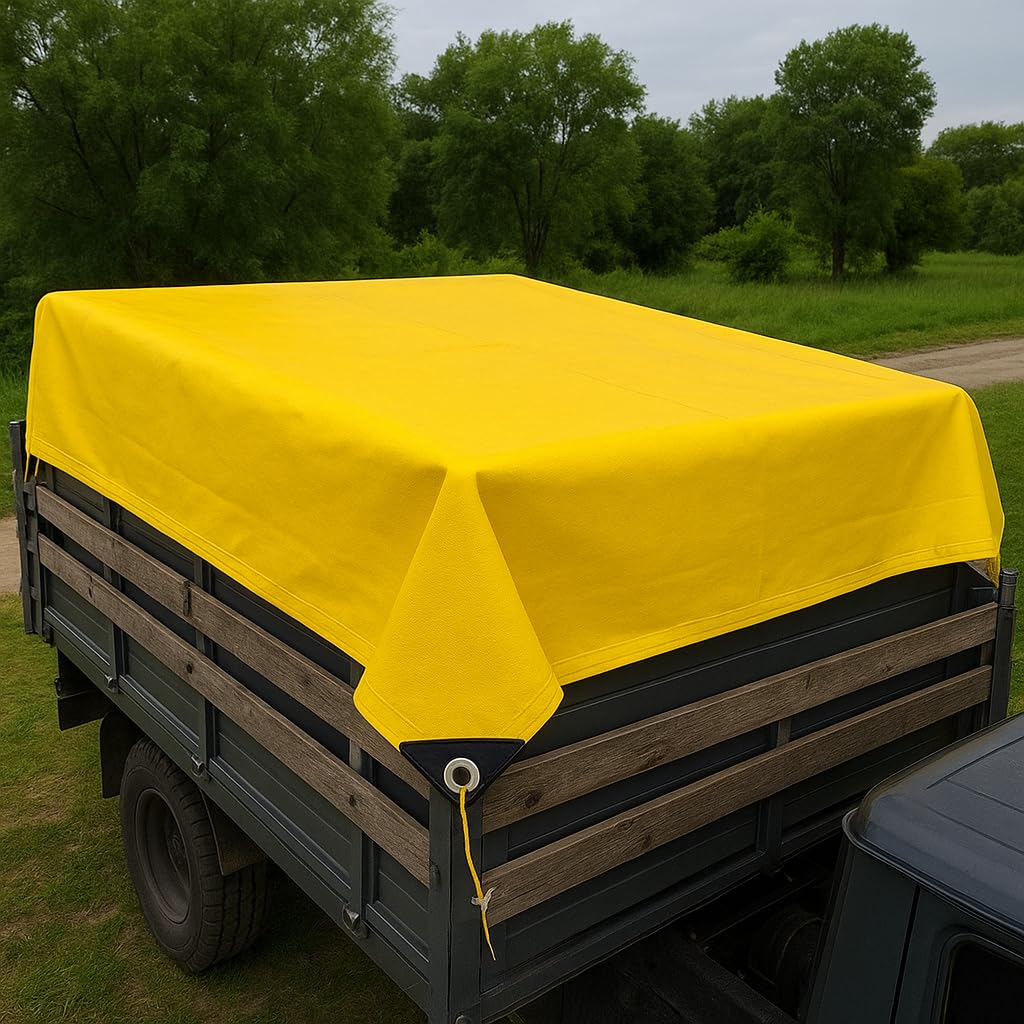 Heavy Duty Waterproof HDPE 260GSM Tarpaulin, Yellow, UV Resistant with Metal Grommets, Multipurpose Cover (6Ft x 6Ft) — Amazon image 3
