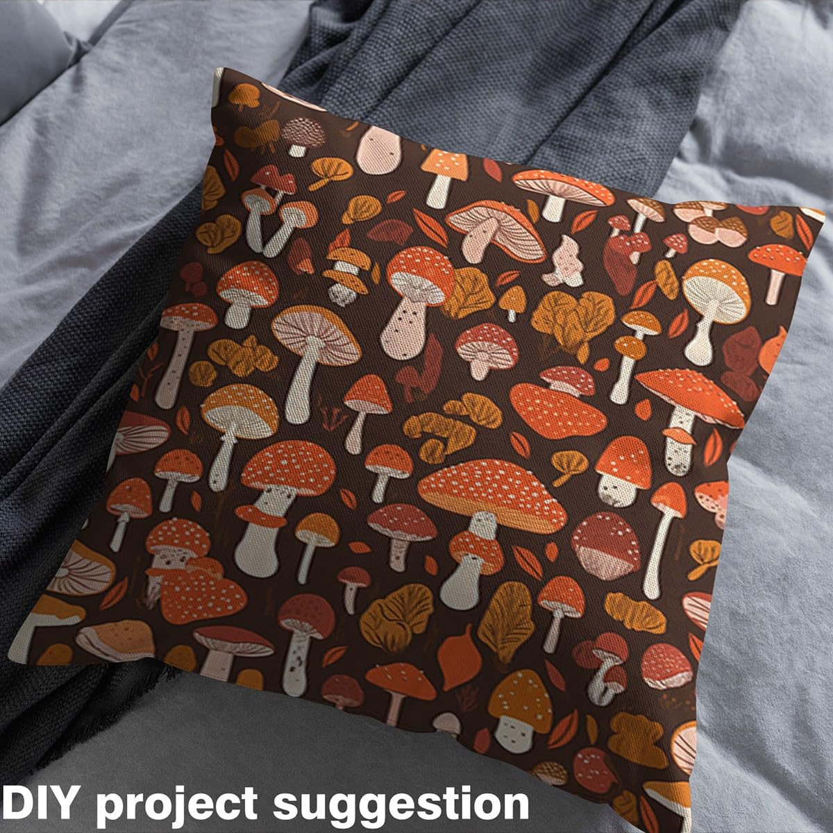 Homemissing The Yard - Tessuto per tappezzeria a funghi per sedie, 276 x 150 cm, motivo funghi rossi e marroni, impermeabile, per esterni, per sedie, tappezzeria selvaggia, decorazione in tessuto