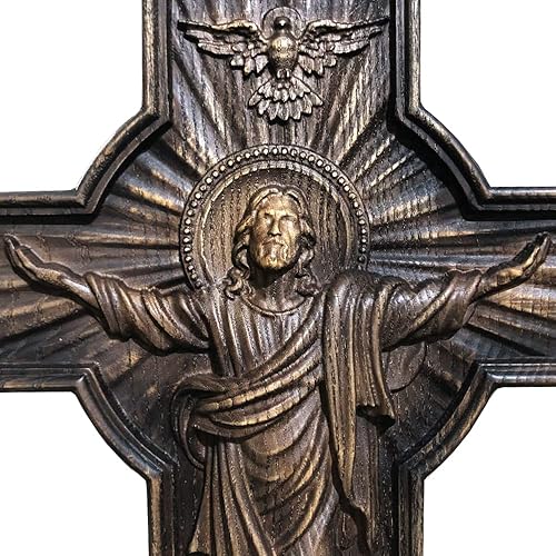Miniatura 5 de Wall cross Wooden Crucifix Savior Jesus. Religious wood carving Catholic Cross. Christian gift Big