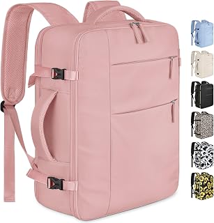 Capolo Travel Backpack for Women Men Waterproof Laptop Backpack Airlines Approved Carry On Backpack Bag Computer Bookbag for Business, Work, Traveling Fits 17 Inch Laptop(Pink)
