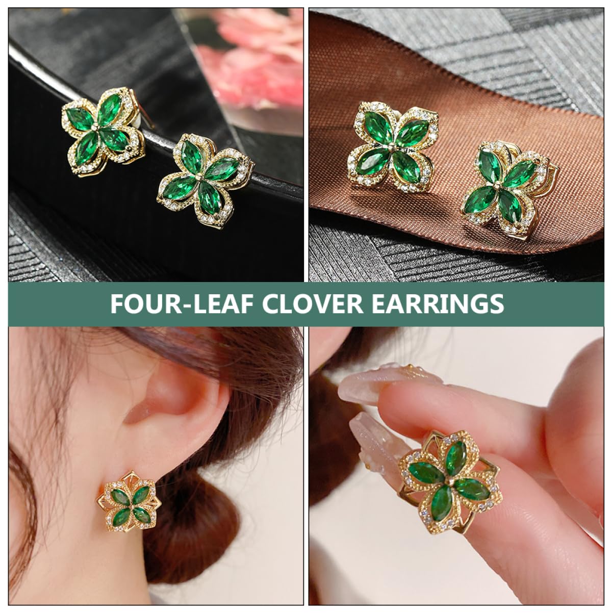 ABOOFAN 3 Pares Pendientes De Trébol De Cuatro Hojas Colgantes De Oído Creativos Hermoso Colgante De Aretes Para Mujer Joyería Del Oído De Plata S925 Ajuste Micro Cobre Perder