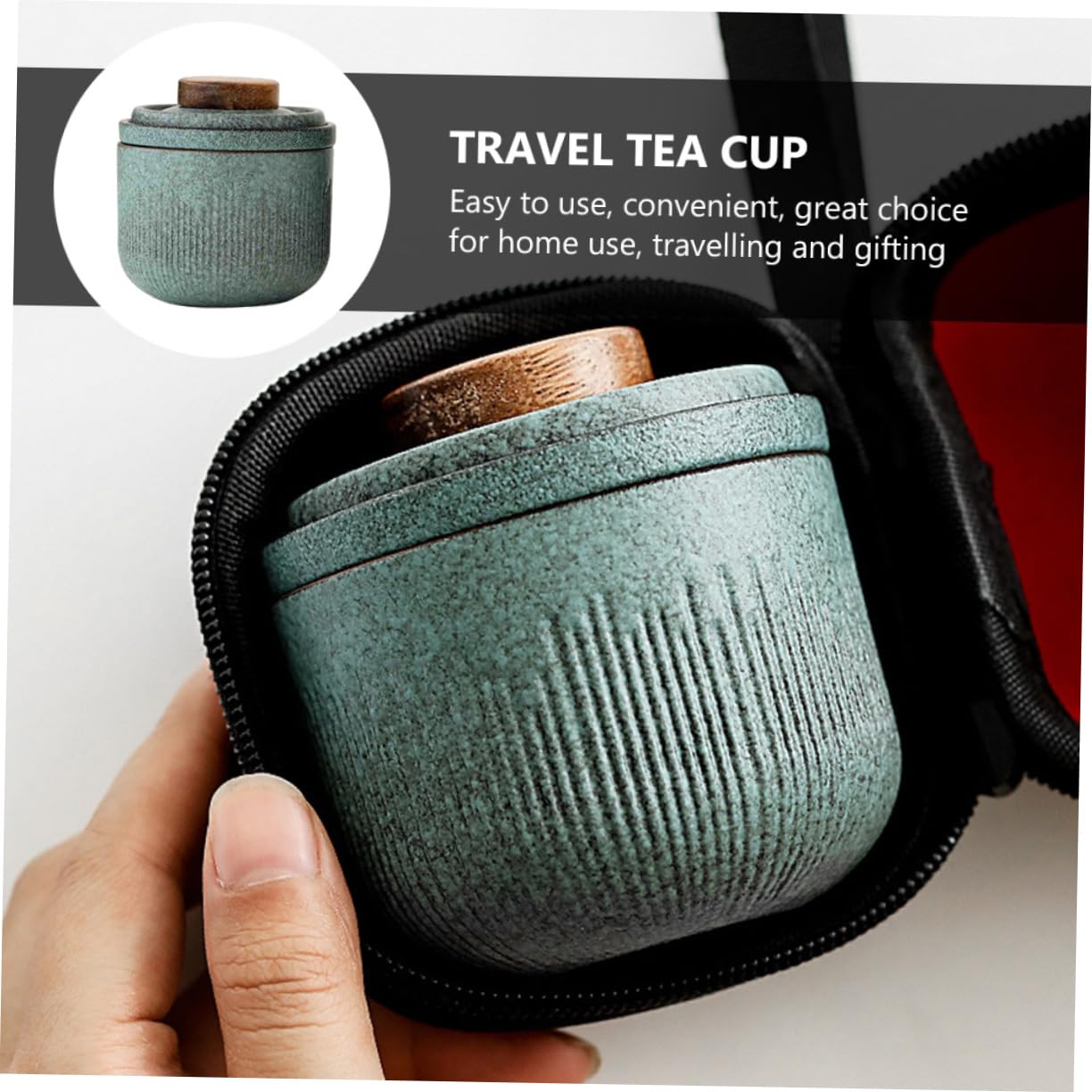 Juego de Té Portátil de Viaje 1 Set Cerámica Verde