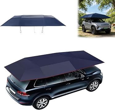 Automatic Folding Car Roof Cover Umbrella Tent with Remote Controller, Folded Cars Sun Shade Easy to Carry, Waterproof for Outdoor Car Protection 4.2MSilver