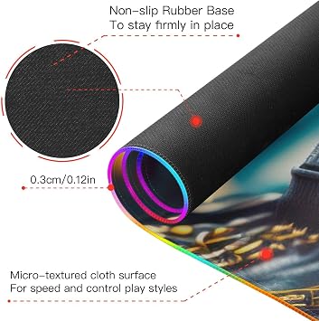Gorilla Punk Style Gaming Mouse Pad, Large Gaming Pad with Multiple RGB Light Modes Anti Slip Rubber Base