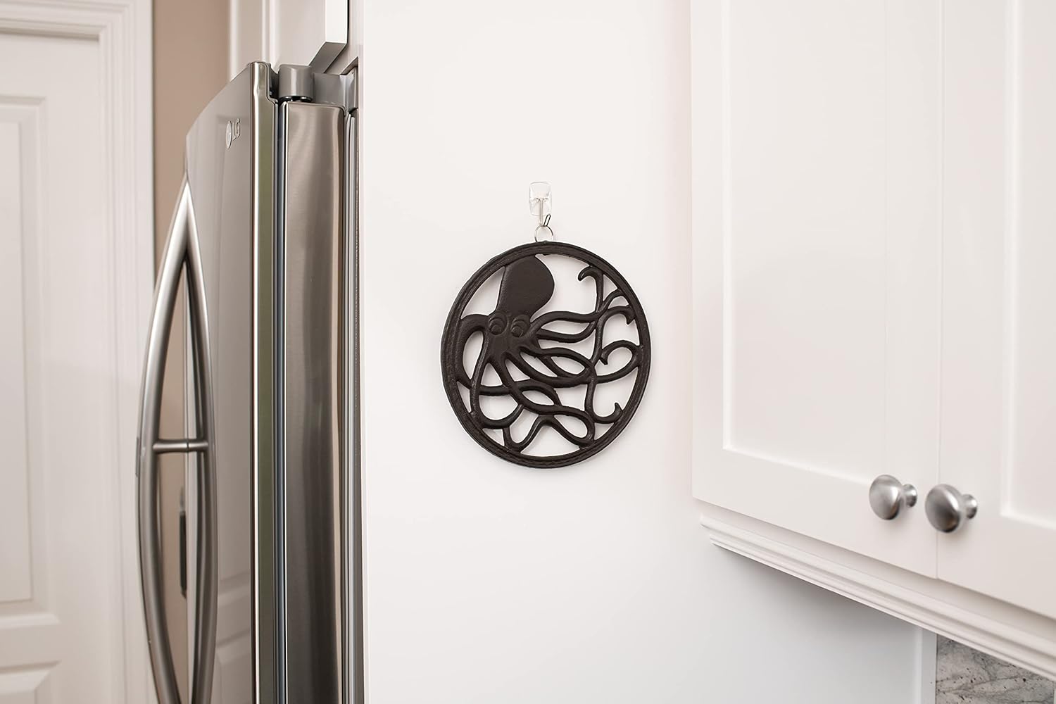 Bundle – 2 Items: GASARÉ, 1 Octopus Design, 1 Turtle Design, Cast Iron Trivets for Hot Dishes, Pots, and Pans, Metal Trivet, Rubber Feet Caps, Ring Hanger, Brown