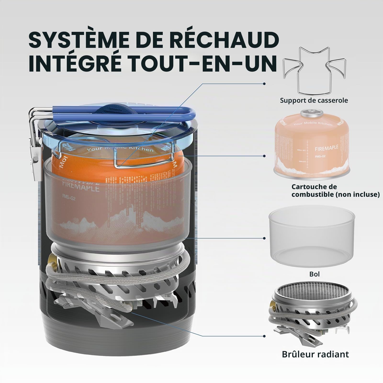 Fire-Maple Mars Réchaud Radiant Camping Randonnée | Système de cuisson coupe-vent avec régulateur de pression, idéal pour camping et trekking en plein air