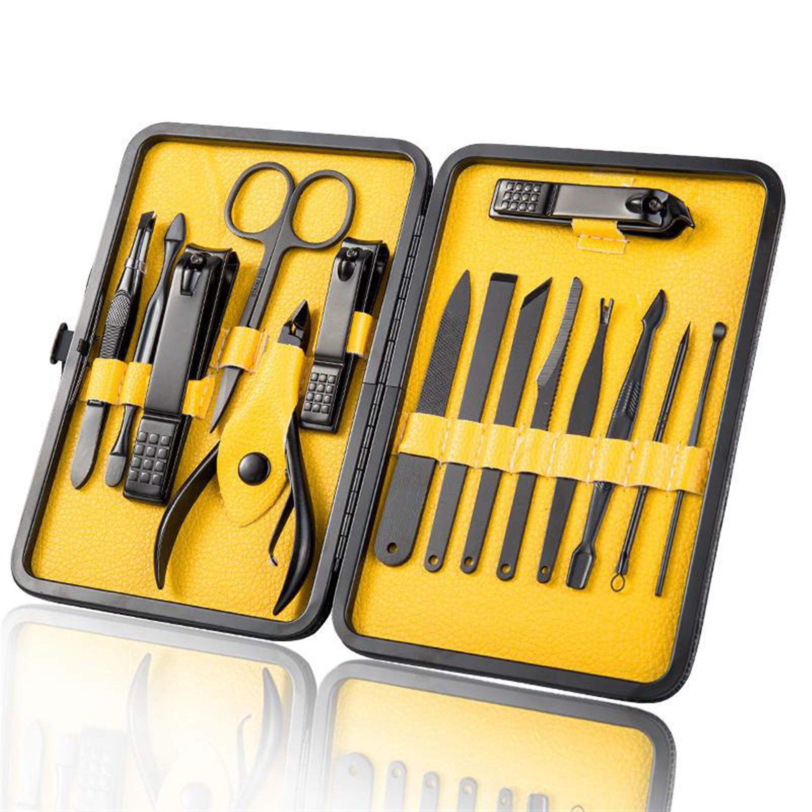 Ensemble de manucure 18 pièces en acier inoxydable et lime précise