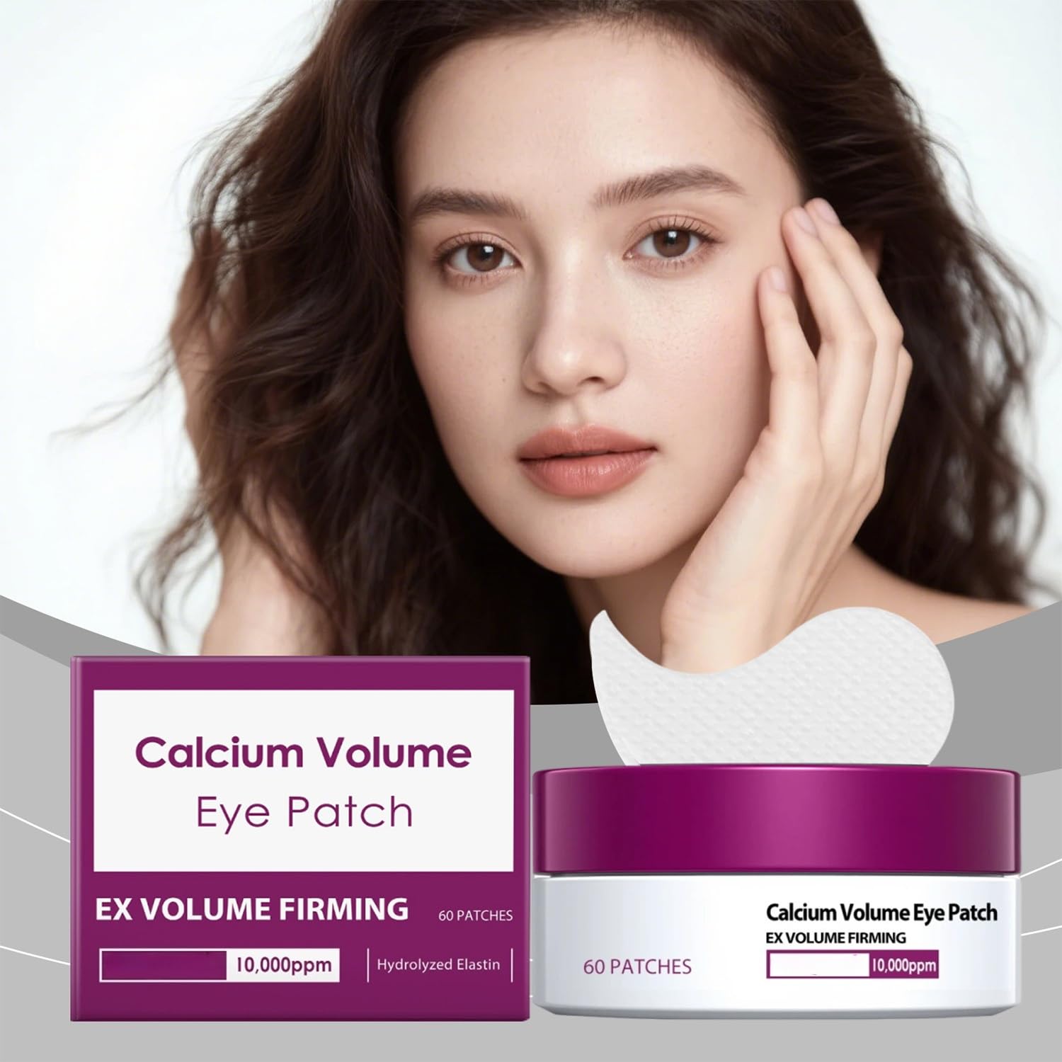 Calcium Volume, cerotti tonificanti contro occhiaie e gonfiore, Under Eye Brightener, gel idratante, anti-invecchiamento, riduzione delle rughe, 60 pezzi