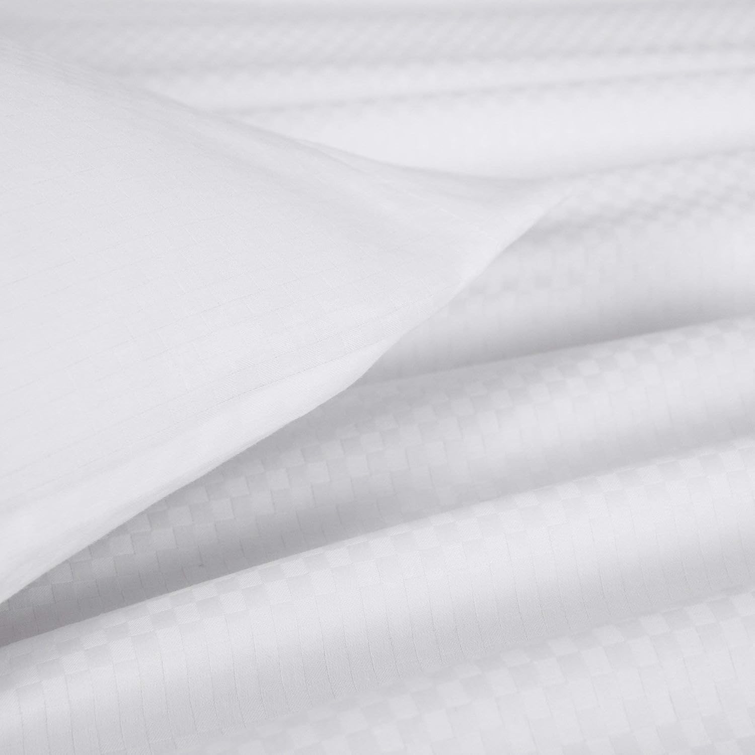 H by Frette Checkered Sateen H Bed Bundle (Queen) - Luxury All-White Bedding Bundle/Includes Pillowcases, Top Sheet, Fitted Sheet, Duvet Cover, Shams, Euro Shams, and Bedcover