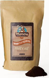 Mommy Needs A Fix Half Caff Ground Coffee | 100% All Natural Arabica Beans | Medium Roast | Chemical Free Swiss Water Process | Pregnancy & Breastfeeding Friendly | Roasted in the USA | 1 lb