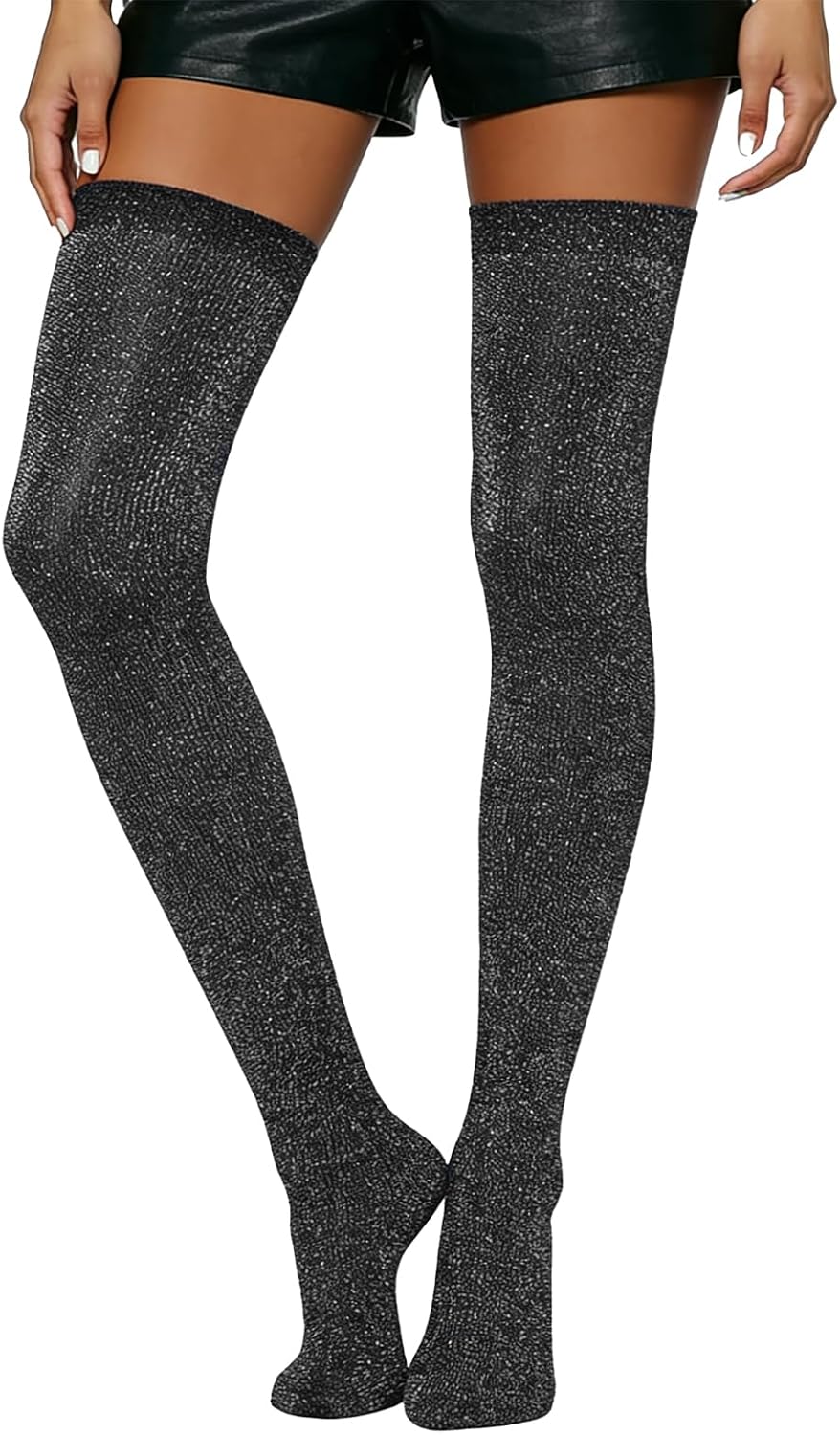 Shiny Long Knee High Sock for Women Over Knee Thigh Socks