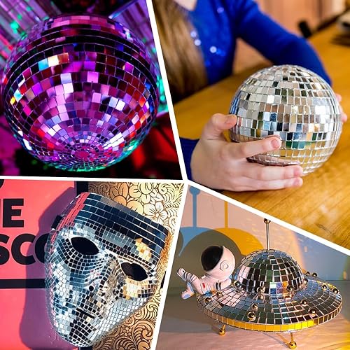 Miniatura 6 de OTYMIOW 2250 azulejos de bola de discoteca, azulejos de discoteca de 0.394 x 0.394 in, calcomanías autoadhesivas de bola de discoteca, espejos