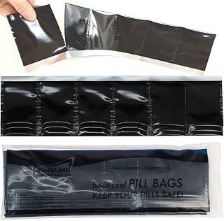 Mansung M 600 - Mylar Heat Seal Pill Bags 2.7x3.5 inch/Black - Mylar Aluminum Foil Pillsuite Organizer Packets with Notch Easy Tear Smell Proof Packaging Food Storage Heat Sealable Open Top Pouch