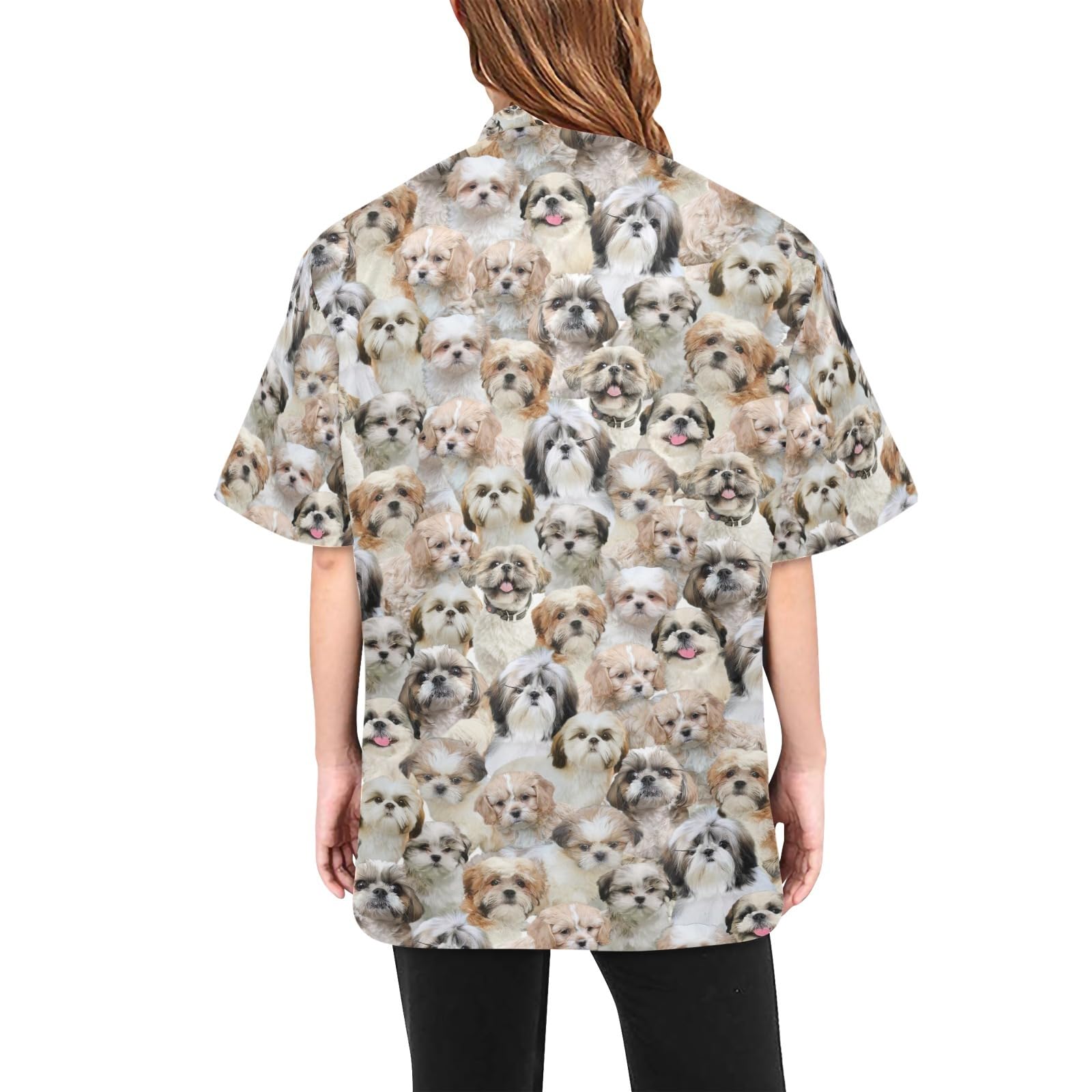 COWCUTE Shih Tzu Dog Lover Gifts, Shih Tzu Print Dog Grooming Jackets, Waterproof Smock Jacket for Pet Groomers Barbers