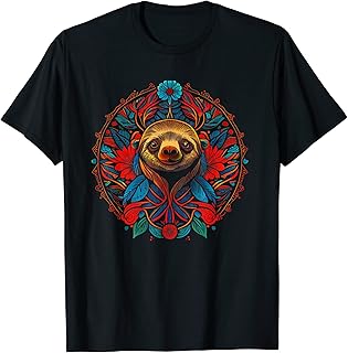 Happy Sloth Tribal Art Design Abstract Native Animal T-Shirt