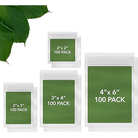 Seal Fresh Zip Bags – Bundle S+ Variety Pack – 4 Assorted Combo Sizes (400 Count) – 2x2 Inches (100), 2x3 Inches (100), 3x4 Inches (100), 4x6 Inches (100) – Clear Plastic Reclosable LDPE Poly Baggies with Resealable Lock Seal Zipper – For Vitamins, Pills, Snacks, Seeds, Nuts, Cookies, Candies, Treats, Pastries, Party Favors, Storage, Organization, Bolts, Screws, Fishing Baits, and Goodies
