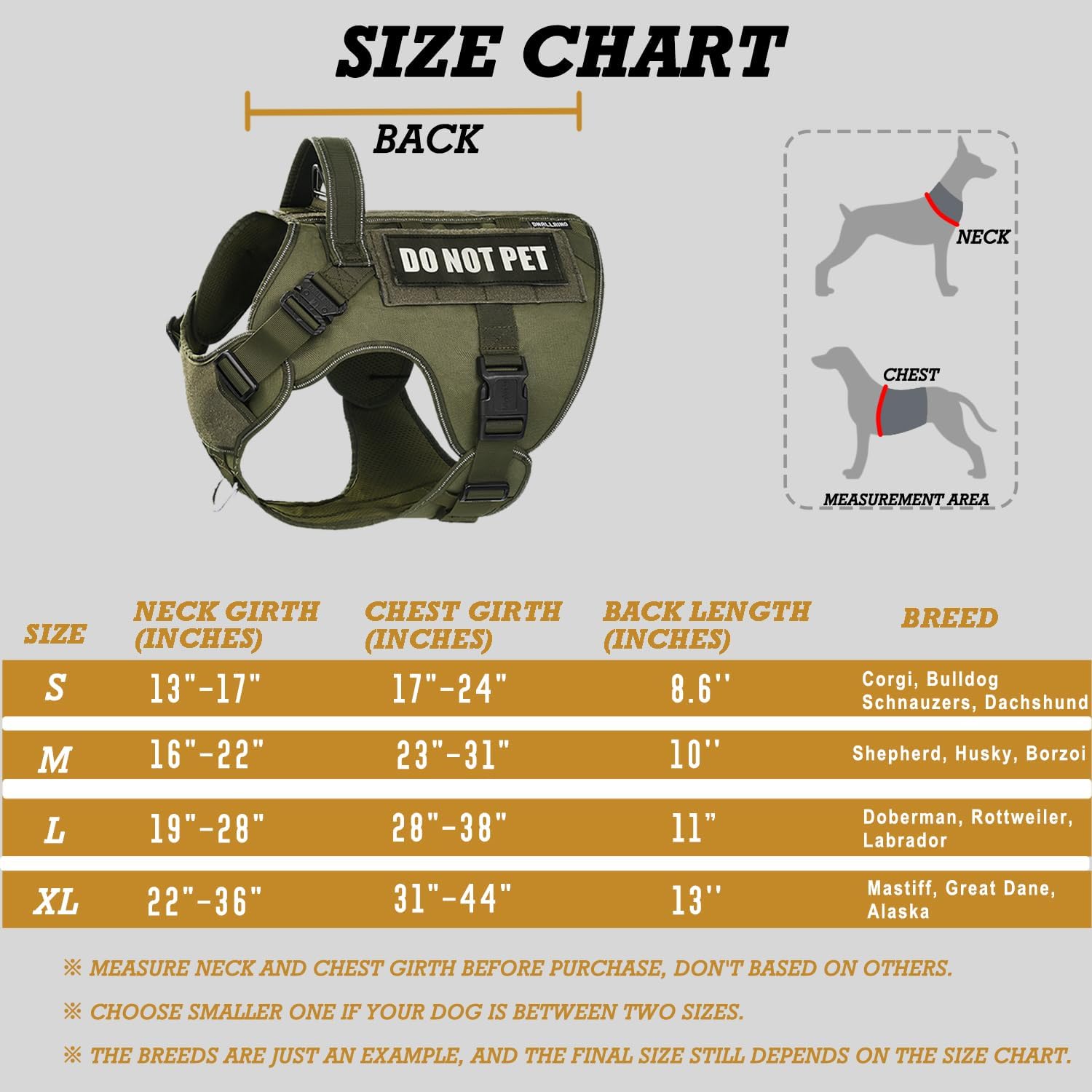 Tactical Dog Harness for Large, No Pull Adjustable Reflective MOLLE Service Dog Harness with Do Not Pet Patches, Military K9 German Shepherd Dog Vest for Training Walking Hunting Green