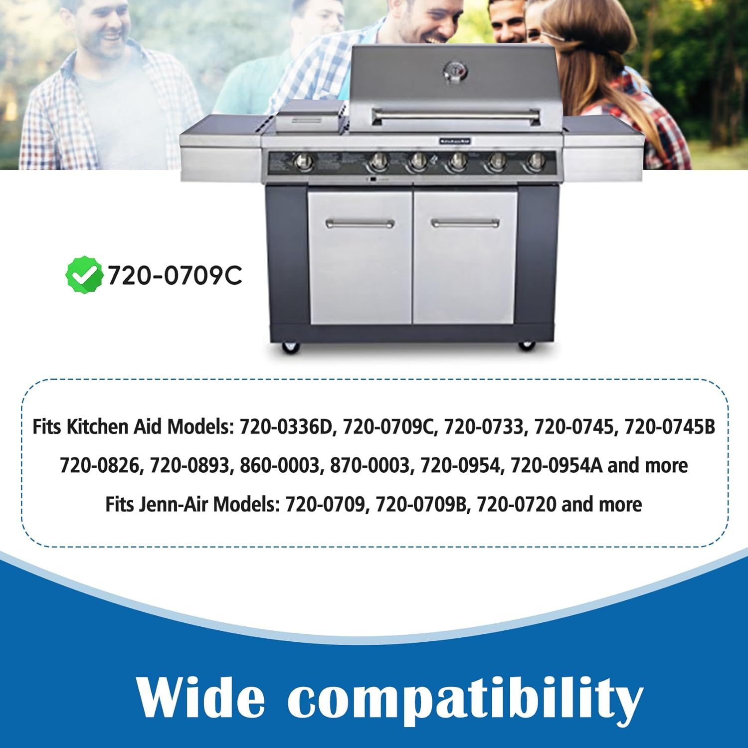 SafBbcue 16" Grill Heat Plate Shield, Burner Cover Replacement for Jenn-Air 720-0709, 720-0336B, Kitchen Aid 720-0745B, Nexgrill 720-0709, Stainless Flame Tamer 5-Pack