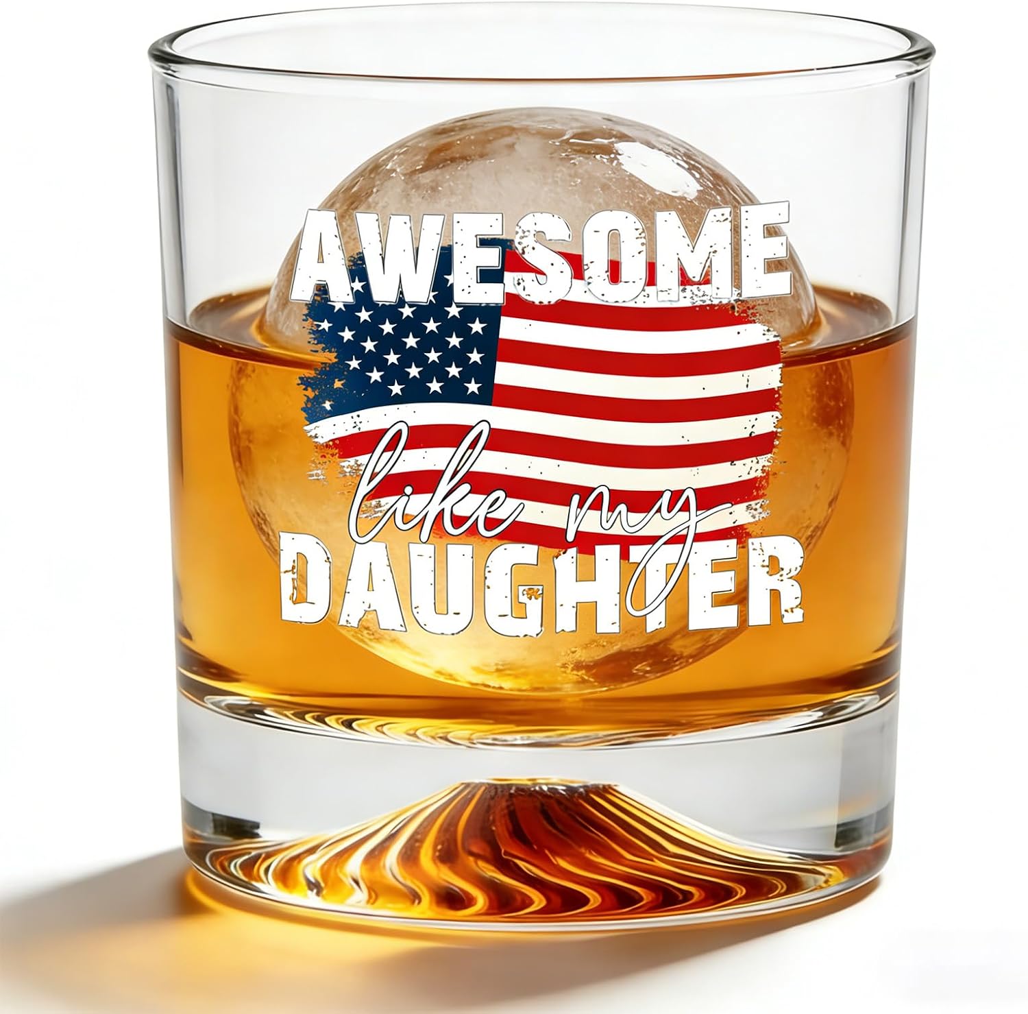 Funny Best Bonus Dad Ever Whiskey Glass Set w/ Ice Ball Mold – 10oz Old Fashioned Bourbon Scotch Glass, Stepdad Christmas Gift, Funny Gag Gift for Bonus Dad, Father's Day & Birthday Stepdad Gifts
