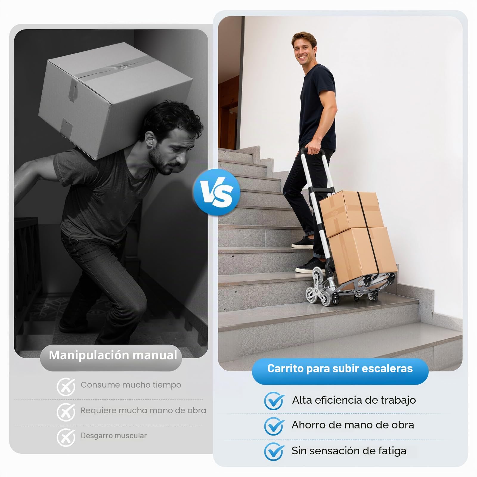Carretilla de escalera plegable 6 ruedas subir escaleras aluminio carretilla apilable carro con cuerda elástica, bolsa de lona negra, para mercancías suministros productos artículos negro