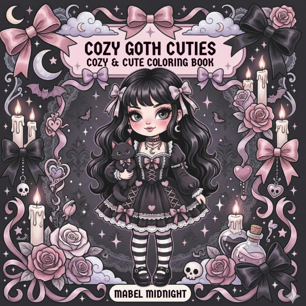 Cozy Goth Cuties Cozy & Cute Coloring Book: Cute Gothic Girls, Dark Coquette Fashion, Sarcastic Humor & Spooky-Cute Relaxing Pages for Adults & Teens (Moonlit Whimsy Coloring Series)