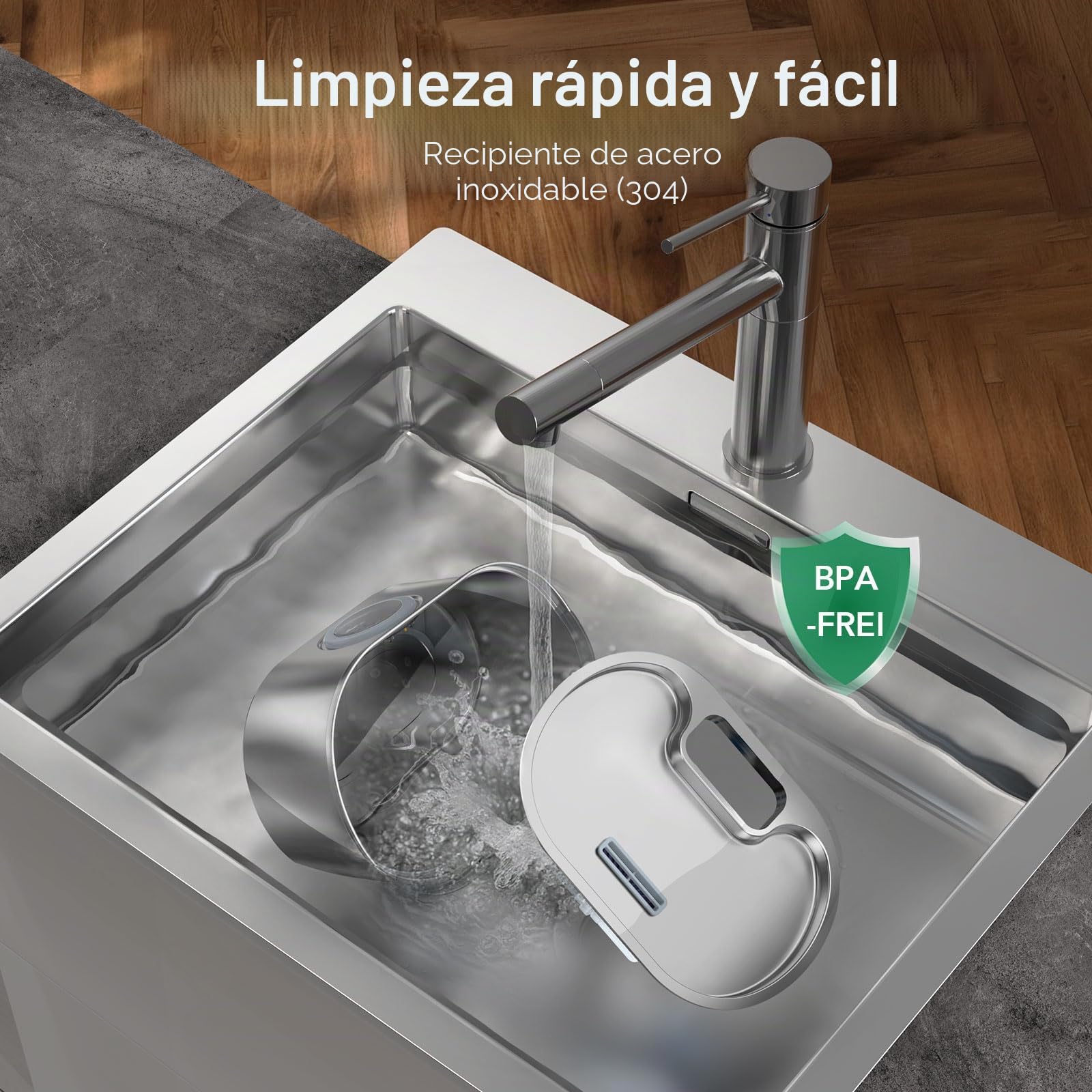 Fuente inalámbrica para Gatos de Acero Inoxidable: Fuente de Agua alimentada por batería para Interiores, dispensador automático de Agua con Sensor de Movimiento, Bomba Ultra silenciosa, filtración